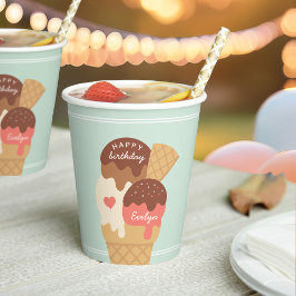 Vasos De Papel Hielo Cream Sundae Fiesta de cumpleaños personaliz