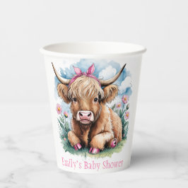 Vasos De Papel Highland Cow Baby Shower Bliss