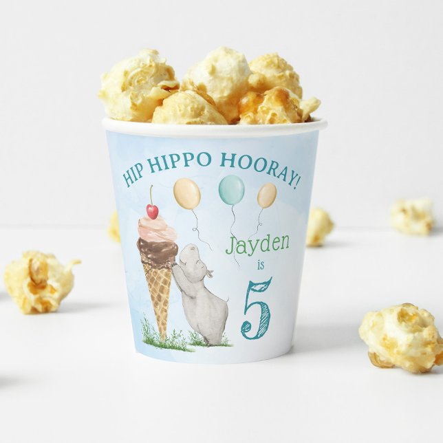 Vasos De Papel Hip Hippo Hooray Birthday Party (Hip Hippo Hooray Birthday Party Paper Cups for Drinks or Treats!)