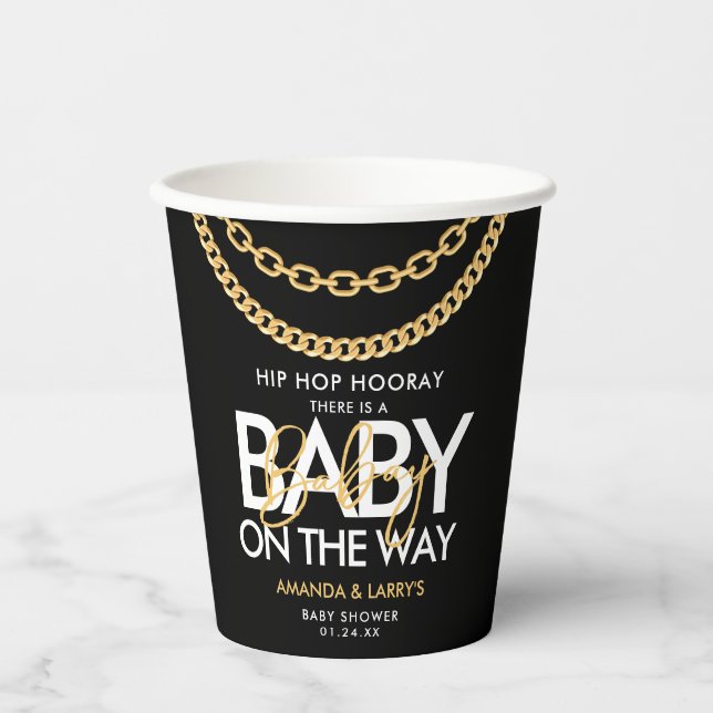 Vasos De Papel Hip Hop Gold Chain Baby Shower (Anverso)