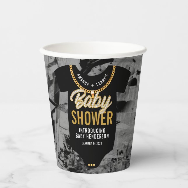 Vasos De Papel Hip Hop Gold Chain Baby Shower (Anverso)