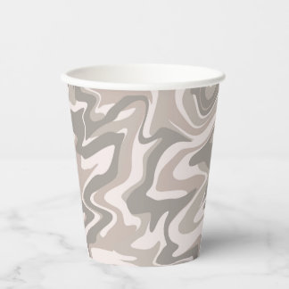 Vasos De Papel Hippie 70 Gray Marble Liquid Swirl Boho Patrón