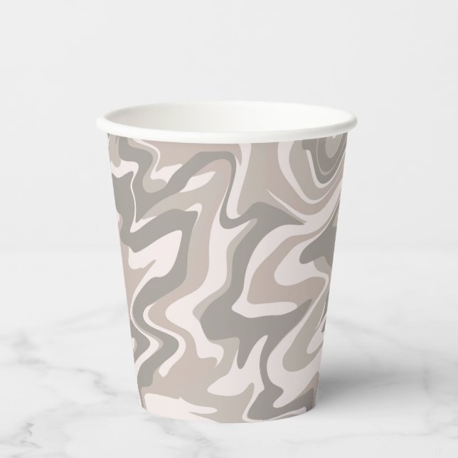 Vasos De Papel Hippie 70 Gray Marble Liquid Swirl Boho Patrón (Anverso)