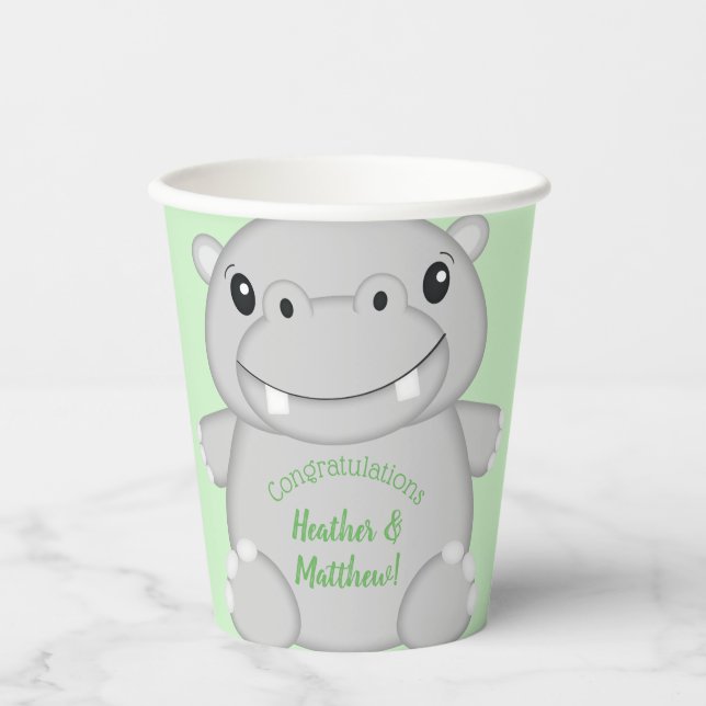 Vasos De Papel Hippo Baby Shower (Anverso)