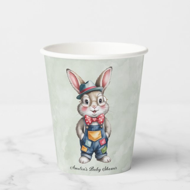 Vasos De Papel Hipster Bunny Boy Baby Shower (Anverso)