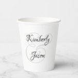 Vasos De Papel His & Her Script Names, Black & Grey<br><div class="desc">His and her names in beautiful black and grey script lettering for an elegant design on white background.</div>