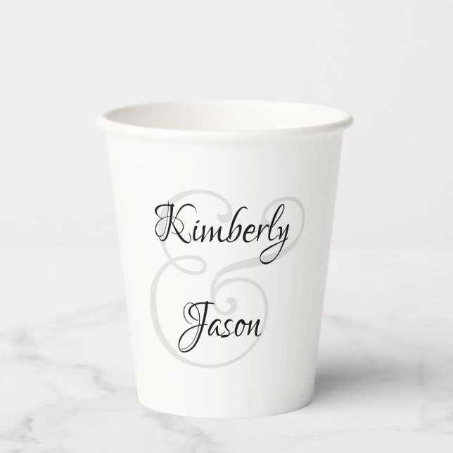 Vasos De Papel His & Her Script Names, Black & Grey (Anverso)