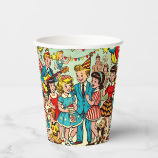 Vasos De Papel Historietas Fiestas de niños retro