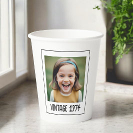 Vasos De Papel Hito de cosecha de vintage Foto Keepsake cumpleaño