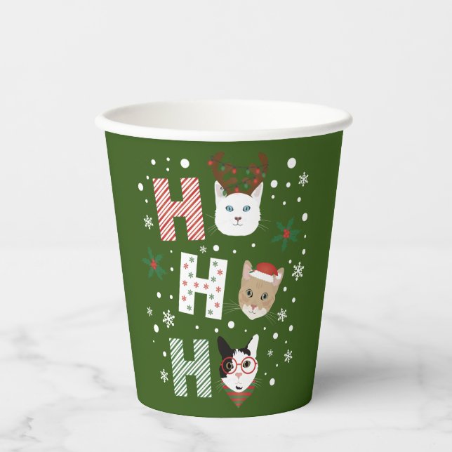 Vasos De Papel Ho Ho Ho Ho Gats Feliz Navidad (Anverso)