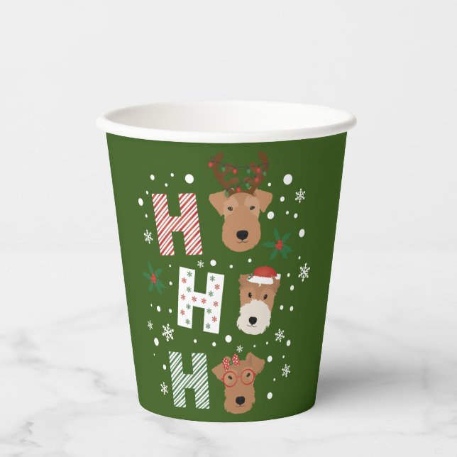 Vasos De Papel Ho Ho Ho Ho Ho Welsh Terrier Feliz Navidad (Anverso)