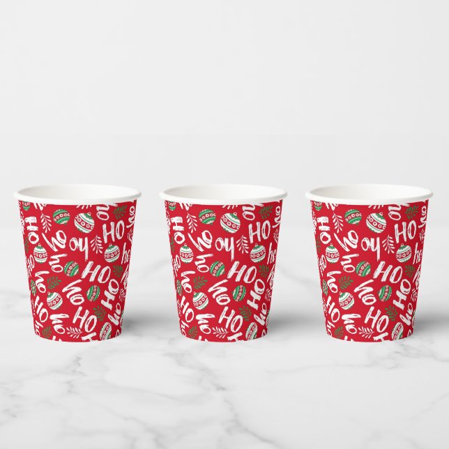 Vasos De Papel Ho Ho Ho Ho Red y Green Navidades Balls Red (Multi)