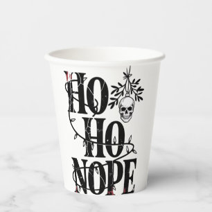 Vasos De Papel "Ho Ho Nope" Divertido Cráneo Gótico Espeluznante