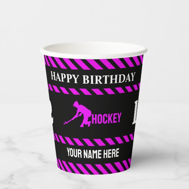 Vasos De Papel Hockey Girl Birthday, Hockey Player Gift (Anverso)