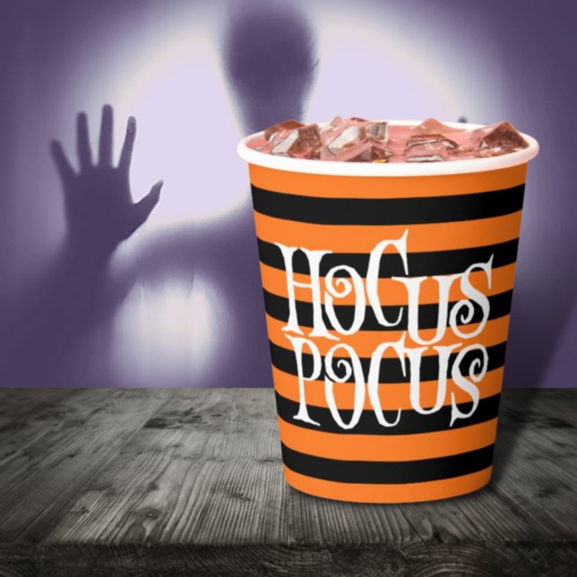 Vasos De Papel Hocus Pocus Naranja Stripes Halloween (Subido por el creador)