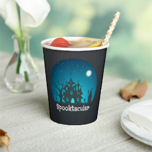 Vasos De Papel Hogar trinitense de azul y negro en Spooktacular