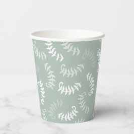 Vasos De Papel Hojas botánicas verdes verde azuladas