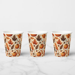 Vasos De Papel hojas/calabazas/bellotas clásicas Otoño