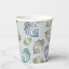 Vasos De Papel Hojas de apertura sobre fondo gris claro