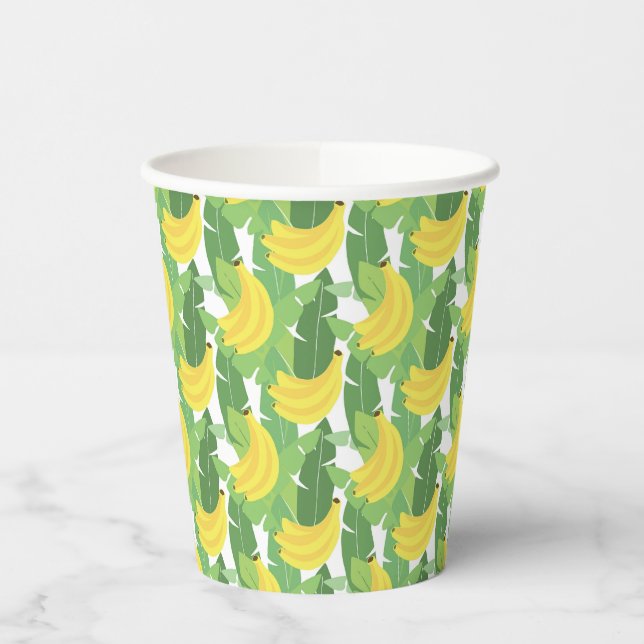 Vasos De Papel Hojas De Banano Y Patrón De Frutas (Izquierda)