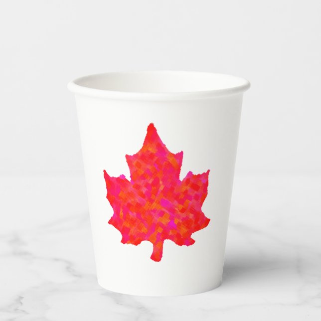 VASOS DE PAPEL HOJAS DE MAPLE PINTADAS (Anverso)