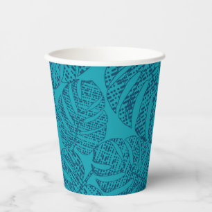 Vasos De Papel Hojas de monstera azul.