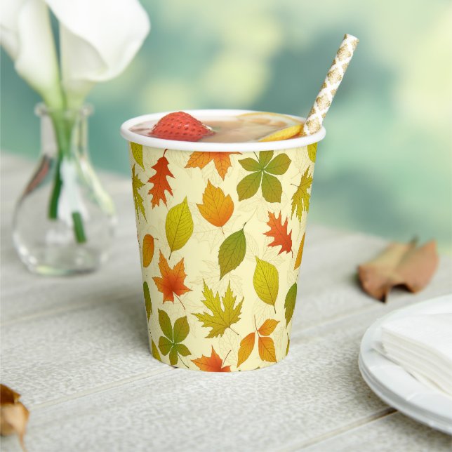 Vasos De Papel Hojas de Otoño (in situ)