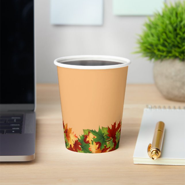 Vasos De Papel Hojas de otoño (in situ)