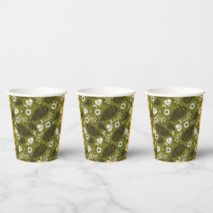 Vasos De Papel Hojas de otoño, bayas y alcornoques de papel