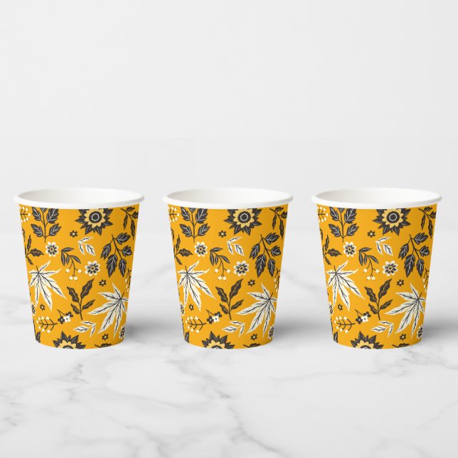 Vasos De Papel Hojas de otoño, bayas y bellotas (Multi)