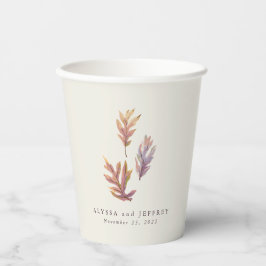 Vasos De Papel Hojas de otoño boda ciruela personalizada