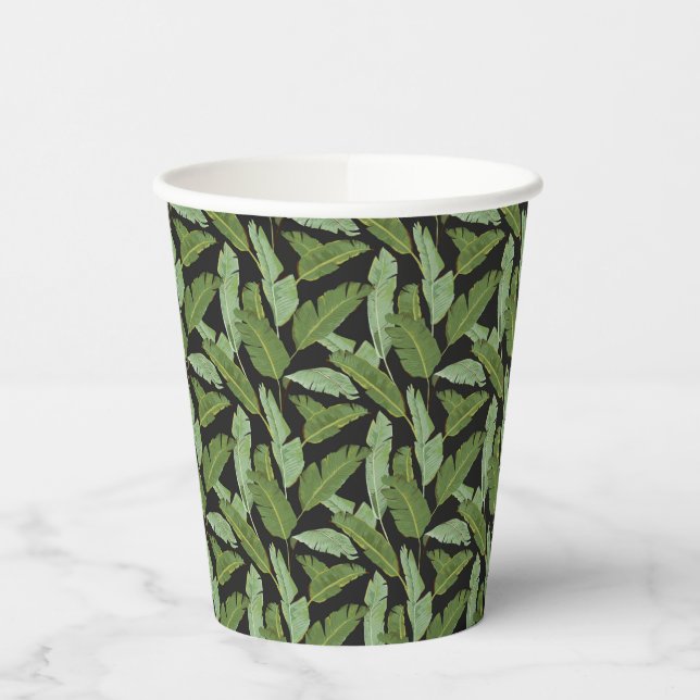 Vasos De Papel Hojas de palma | Monograma (Izquierda)
