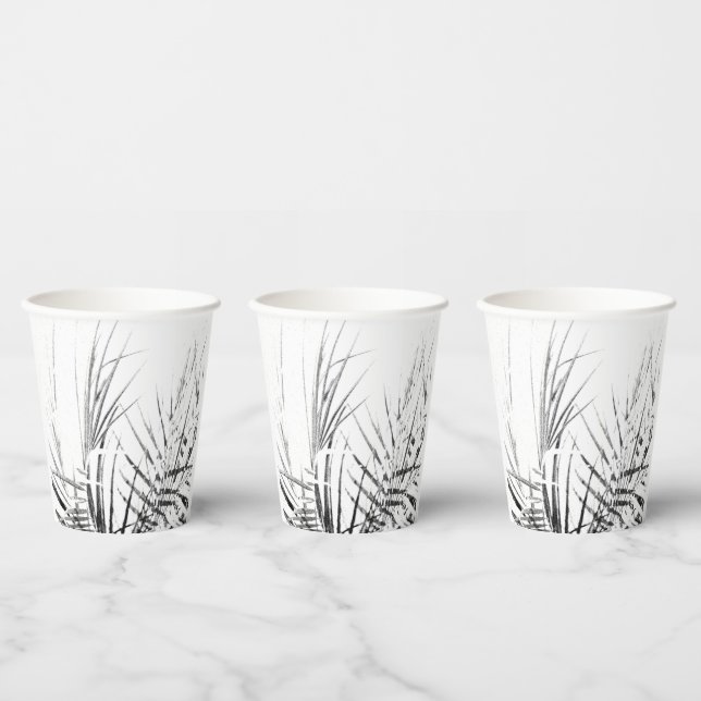 Vasos De Papel Hojas de palmera minimalismo boceto (Multi)