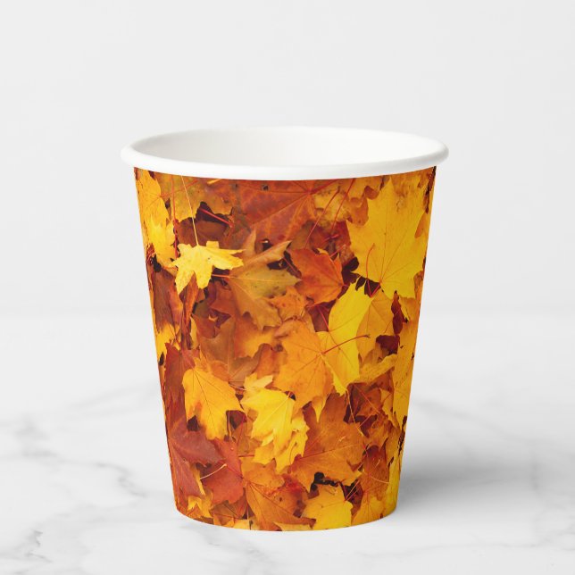 Vasos De Papel Hojas doradas de verano indias (Anverso)