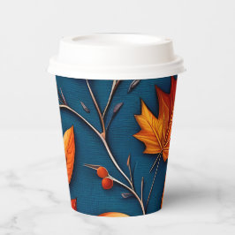 Vasos De Papel Hojas otoñales y Denim