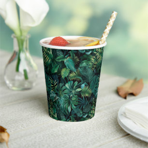 Vasos De Papel Hojas tropicales de selva tropical