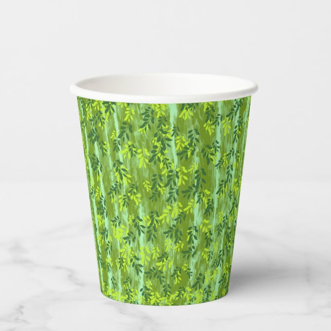 Vasos De Papel Hojas verdes (Anverso)