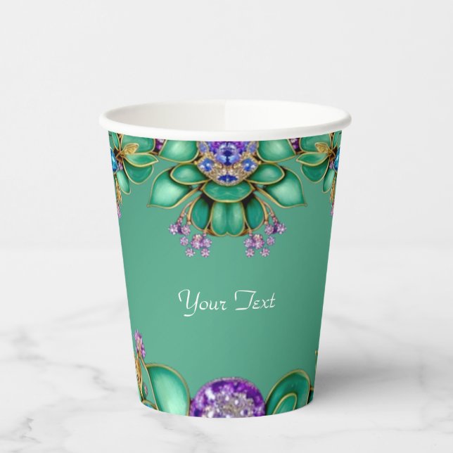 Vasos De Papel Hojas verdes: Cuadros de papel de guijarros morado (Izquierda)