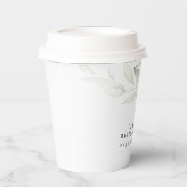 Vasos De Papel Hojas verdes elegantes modernas acuarela