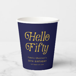 Vasos De Papel Hola 50 Retro Fiesta de Cumpleaños