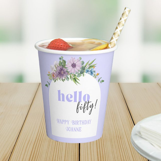 Vasos De Papel Hola (Año Personalizado) - Delicados Florales 50 (Subido por el creador)