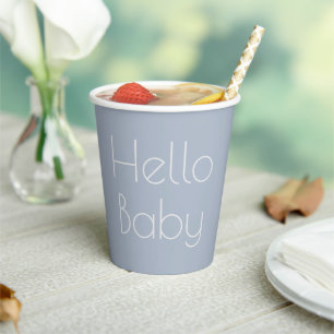 Vasos De Papel Hola Bebé Typografía minimalista de Blue Boy