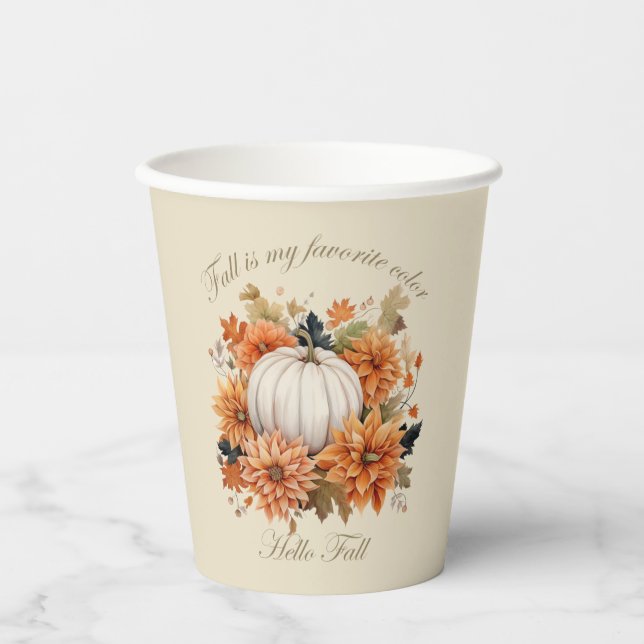 Vasos De Papel Hola Caídas acuarelas flores silvestres hojas de o (Anverso)