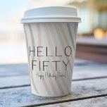 Vasos De Papel Hola Cincuenta Simple 50th Birthday Paper Cup<br><div class="desc">Hola cincuenta, simple, copa de papel de 50 años. Modernas líneas onduladas abstractas, fuentes modernas con texto personalizable elevan la decoración fiesta. Crea una fiesta de cumpleaños 50 moderna y única con los diseños de la colección de Waves abstractas de Modern Simple, Hello Fifty Soft en la tienda de diseños...</div>