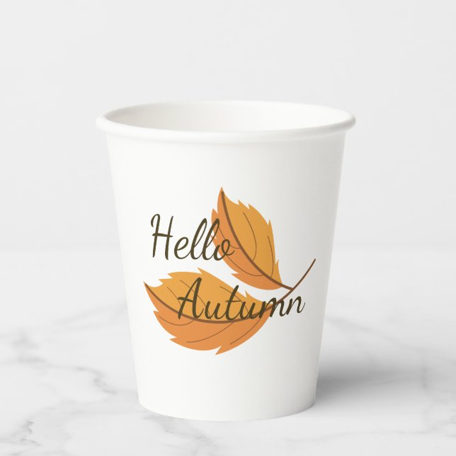 Vasos De Papel Hola Otoño - Mug de colección de follaje de caída  (Anverso)