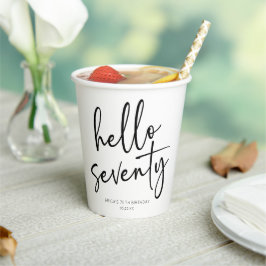 Vasos De Papel Hola Setenta Minimalistas 70 cumpleaños