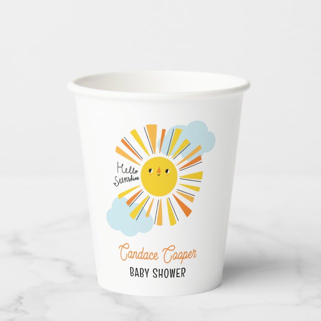 Vasos De Papel Hola Sunshine Baby Shower (Anverso)