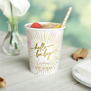 Vasos De Papel Hola Sunshine Boho moderno Happy Baby Shower