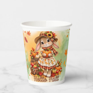 Vasos De Papel Hola taza de papel de conejo de otoño
