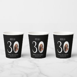Vasos De Papel Hola Treinta foto en blanco y negro 30 cumpleaños
